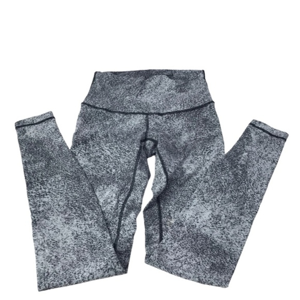 Lululemon Wunder Under Pant (Hi-Rise) Luon Spray Jacquard White Black size 8